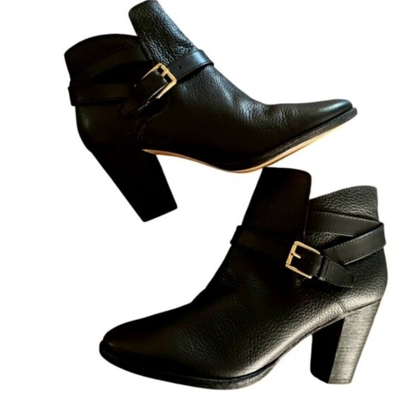 Lovely COLE HAAN Black Leather Heeled Side Zip Ankle Boots 'Grand Hayes' Sz 8 B - Picture 5 of 6